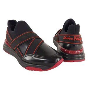 Salvatore Ferragamo Tylar Slip-On Low-Top Sneakers 42 9 M Mens Black Red New